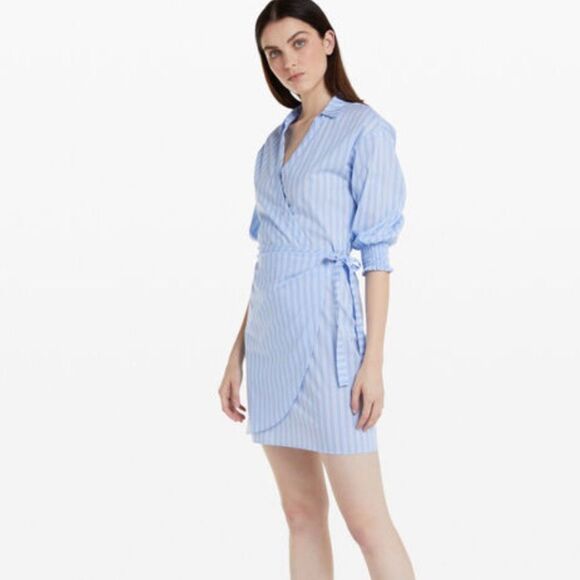 NWT Patrizia Pepe Abito Blue White Stripes Mini Dress Size 40 US 4 - Picture 1 of 8